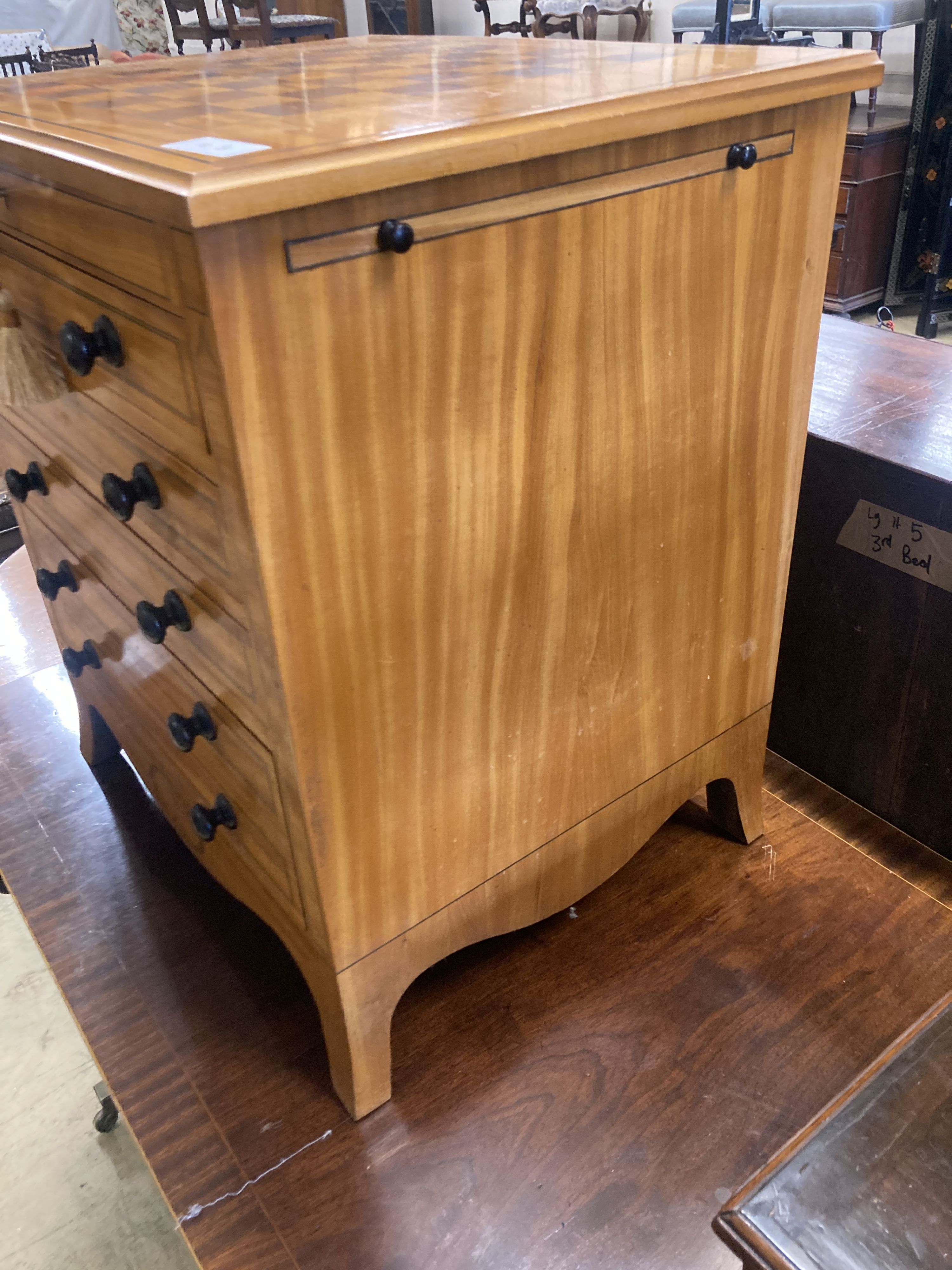 Carlos Lopez. A contemporary satinwood games / work chest, width 56cm, depth 45cm, height 63cm